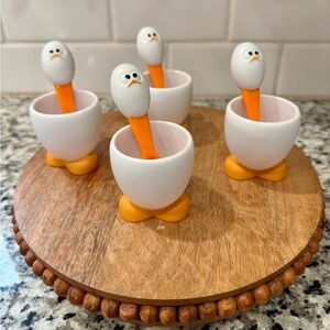 Set of 4 Adorable MSC International Joie Egg Cups & Spoons